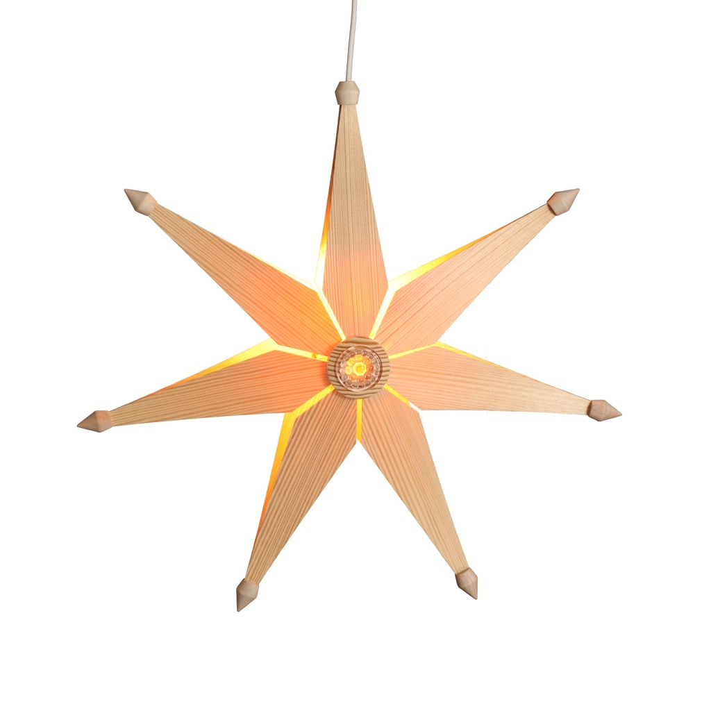 [VK WS 1000] LED-Weihnachtsstern aus Holz, einfach natur, 38 cm