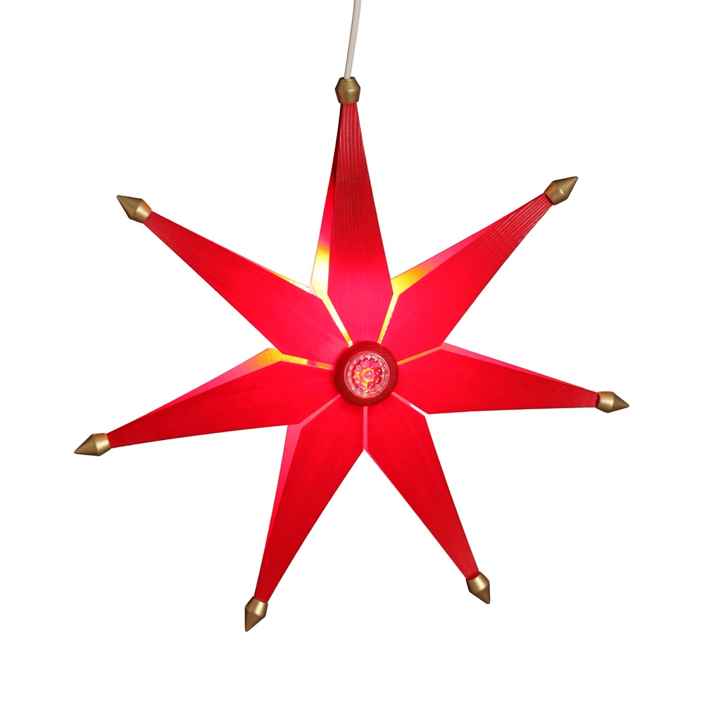 [VK WS 1100] LED-Weihnachtsstern aus Holz, einfach rot, 38 cm