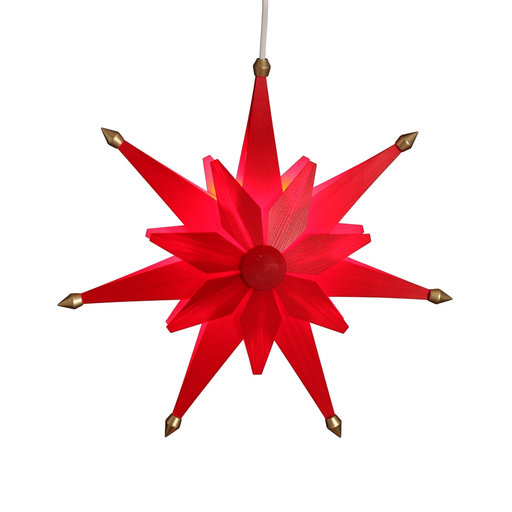[VK WS 1101] LED-Weihnachtsstern aus Holz, doppelt rot, 38 cm