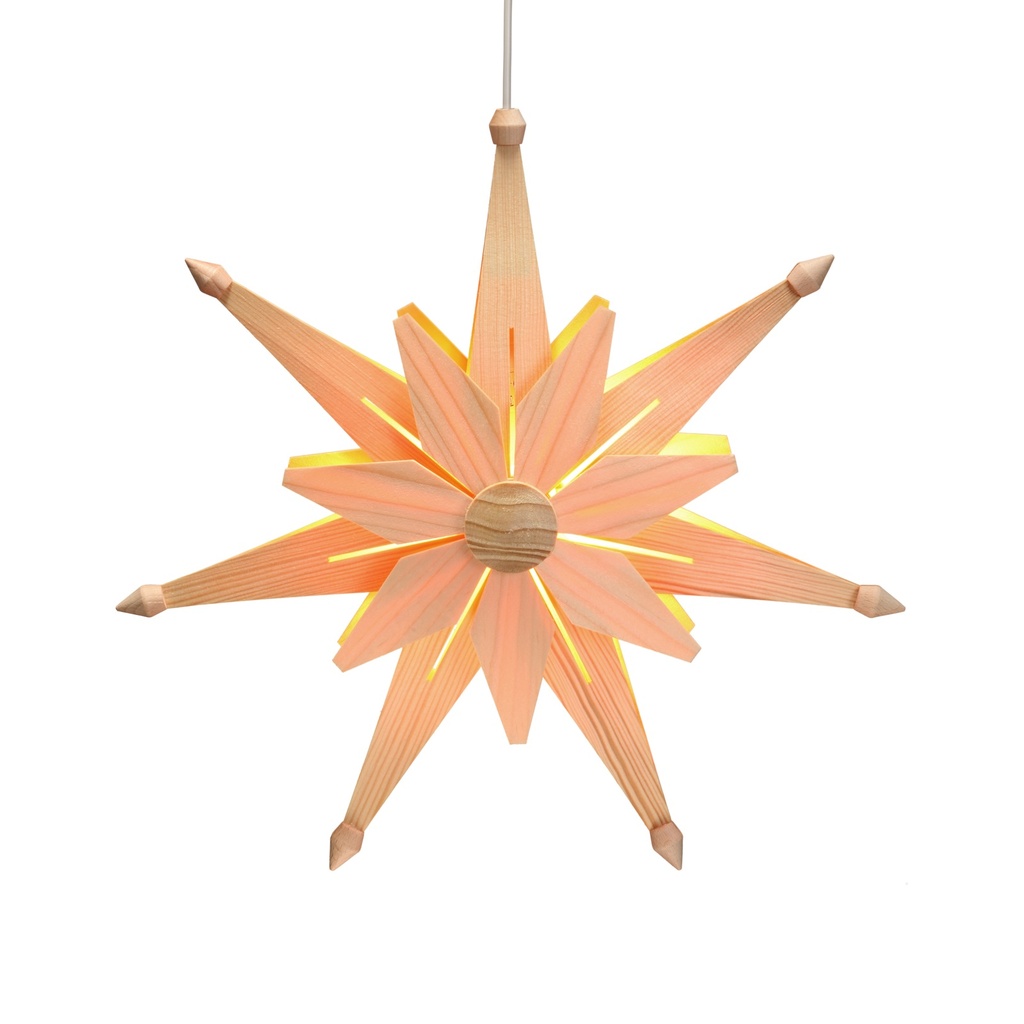 [VK WS 1002] LED-Weihnachtsstern aus Holz, doppelt natur, geschlitzt, 38 cm