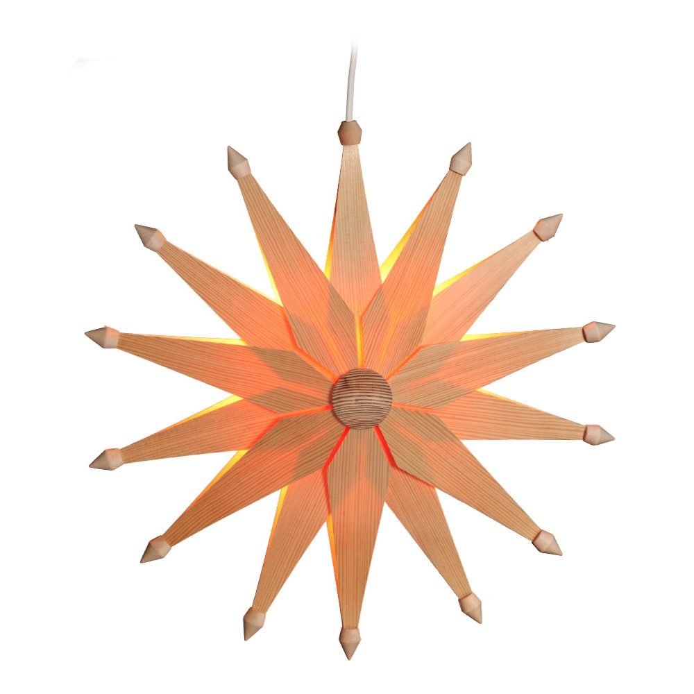[VK WS 1003] LED-Weihnachtsstern aus Holz, groß natur, 38 cm