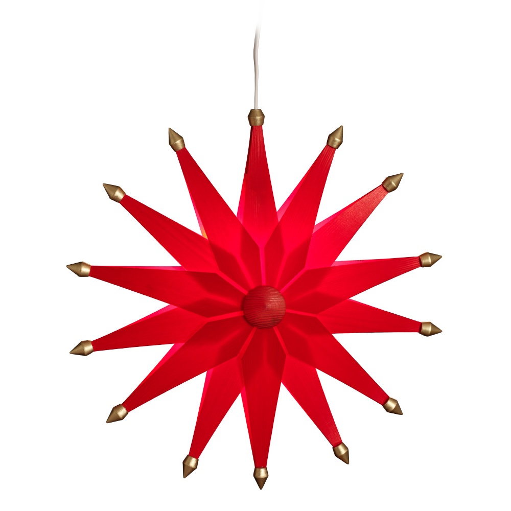 [VK WS 1103] LED-Weihnachtsstern aus Holz, groß rot, 38 cm
