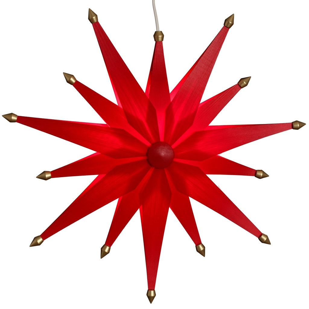 [VK WS 1105] LED-Weihnachtsstern aus Holz, exklusiv rot, 48 cm