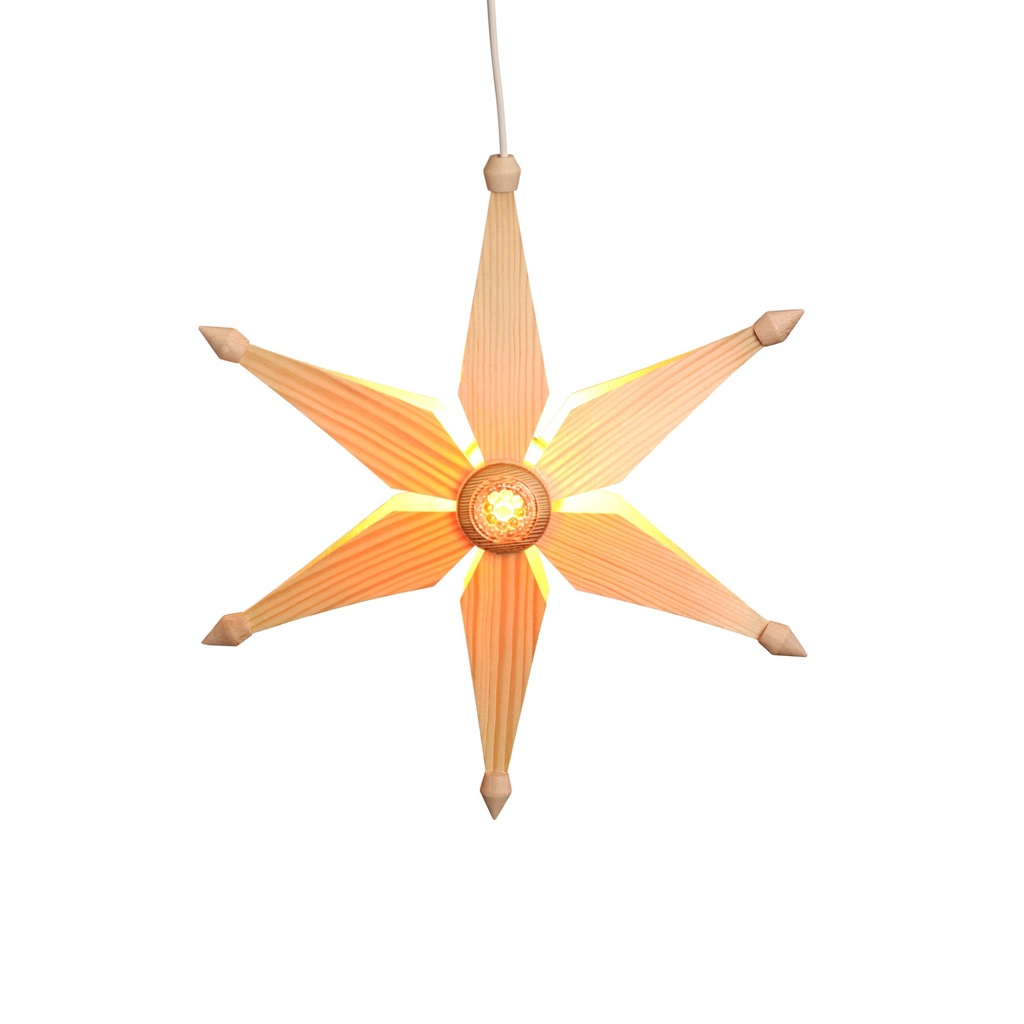 [VK WS 1000 K] LED-Weihnachtsstern aus Holz, einfach natur klein, 32 cm