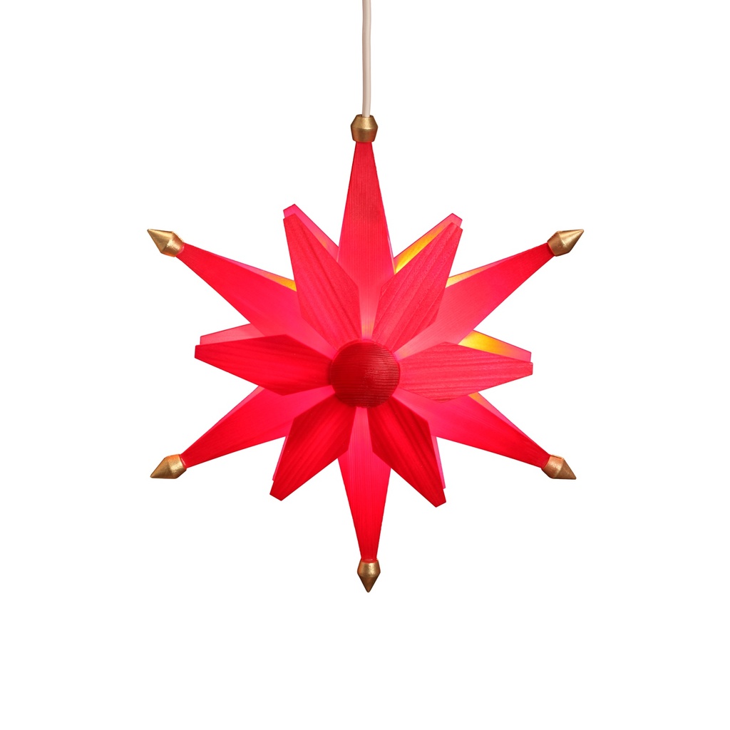 [VK WS 1106] LED-Weihnachtsstern aus Holz, doppelt rot klein, 32 cm