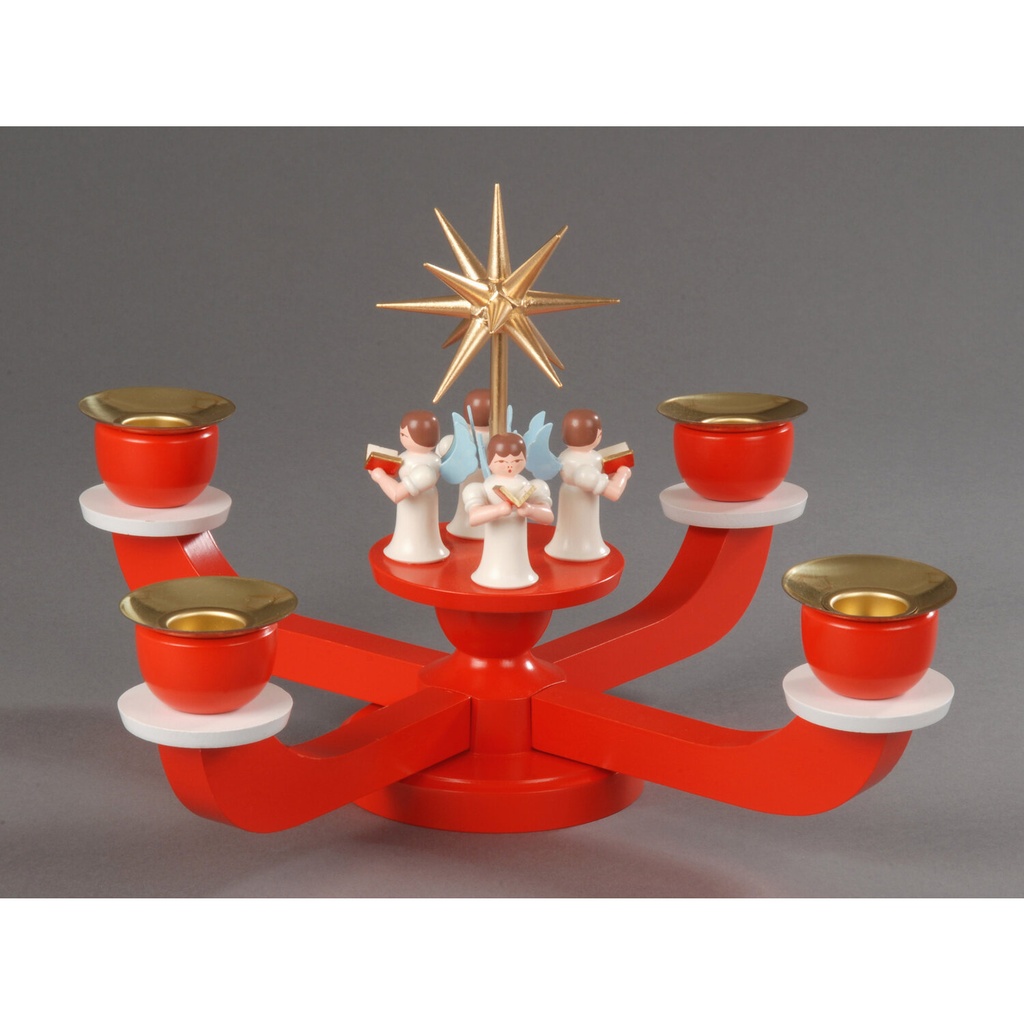 Adventsleuchter, rot - 4 stehende Engel