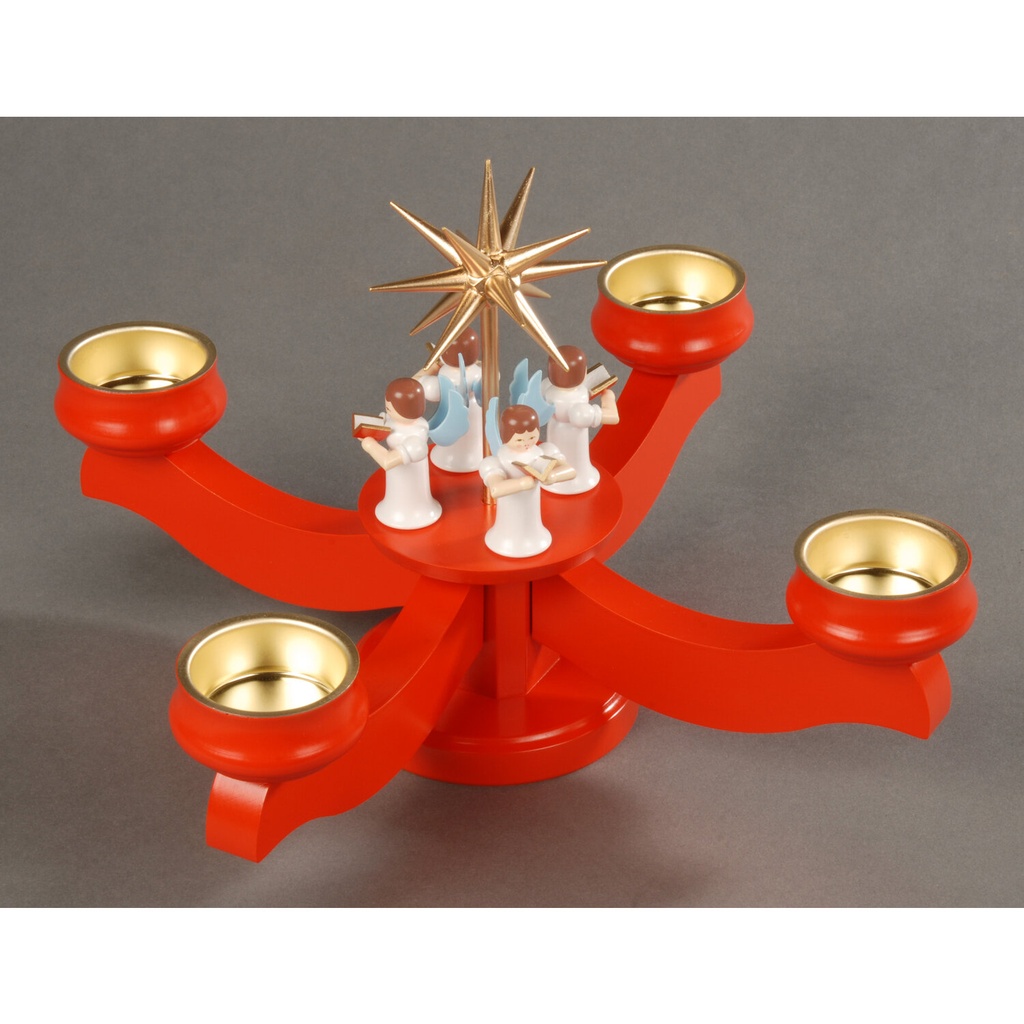 [AP 201/040/1] Adventsleuchter, rot - 4 stehende Engel