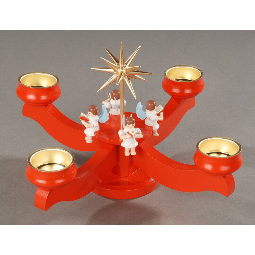 [AP 201/040/1 S] Adventsleuchter, rot - 4 sitzende Engel