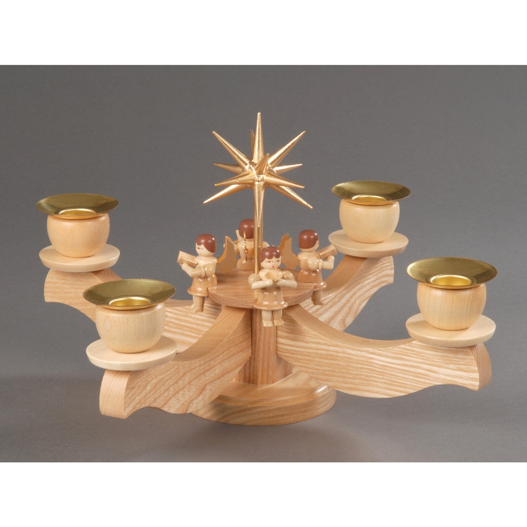 Adventsleuchter, natur - 4 sitzende Engel
