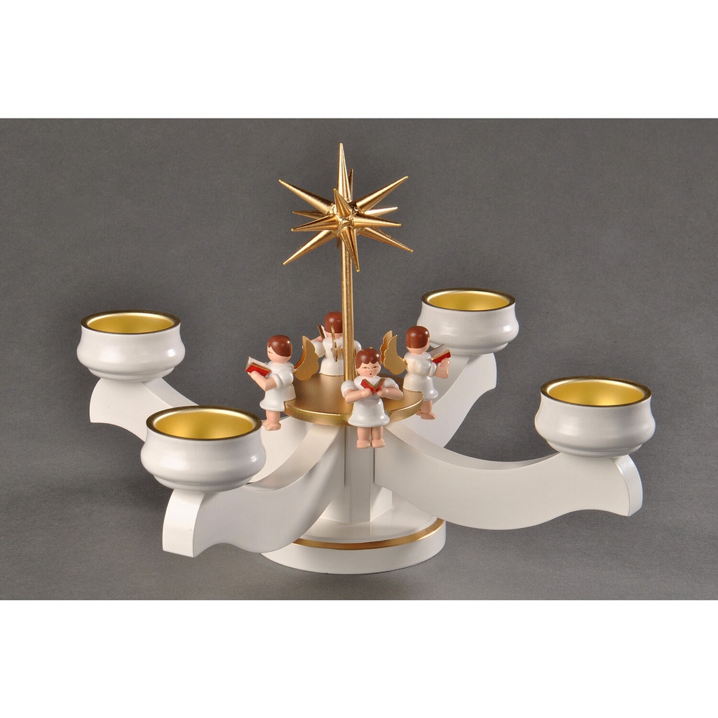 Adventsleuchter, weiß - 4 sitzende Engel