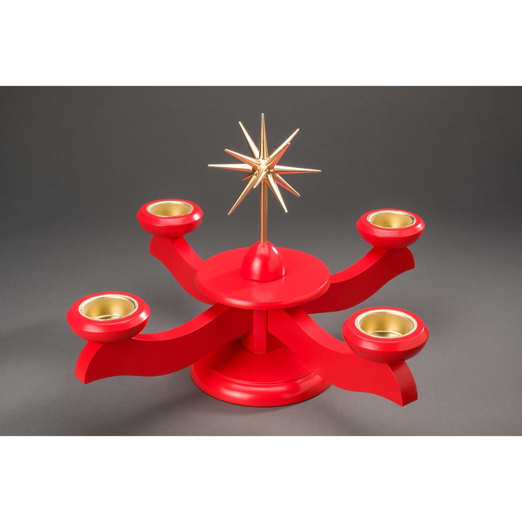 Adventsleuchter, rot - Weihnachtsstern/Plateau rot