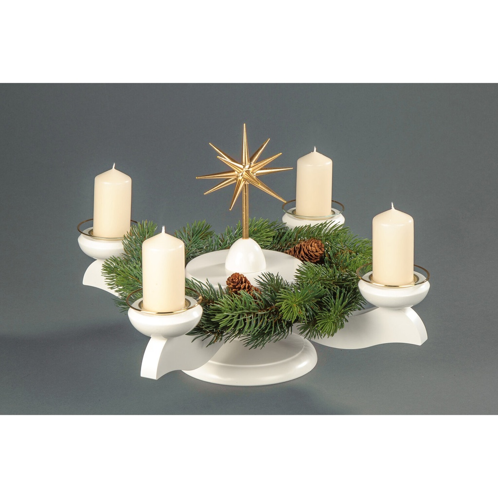 Adventsleuchter, weiß - Weihnachtsstern/Plateau weiß