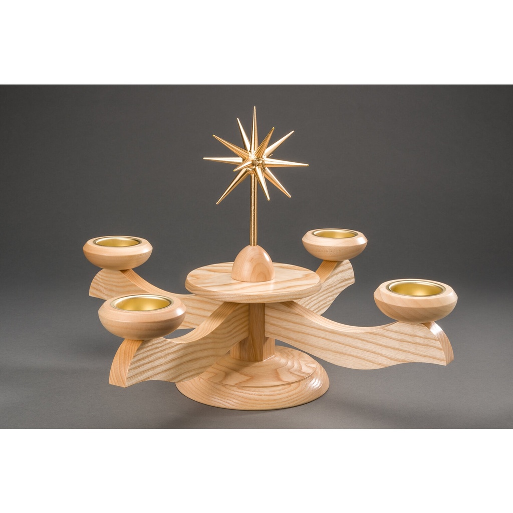 Adventsleuchter, natur - Weihnachtsstern/Plateau natur