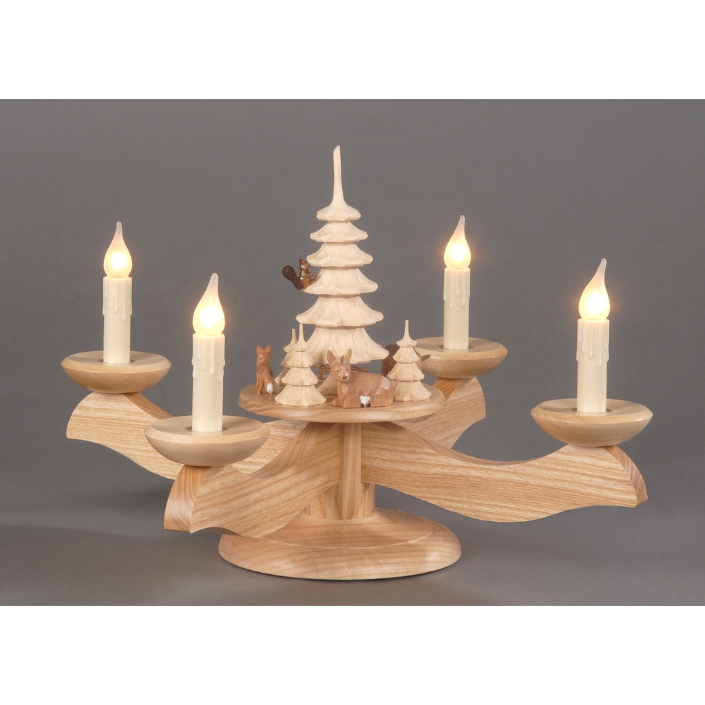 Adventsleuchter, natur - farbige Reifentiere