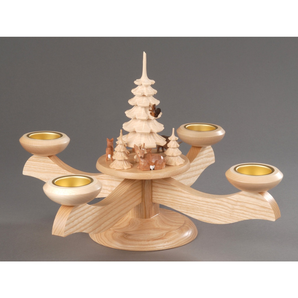 Adventsleuchter, natur - farbige Reifentiere