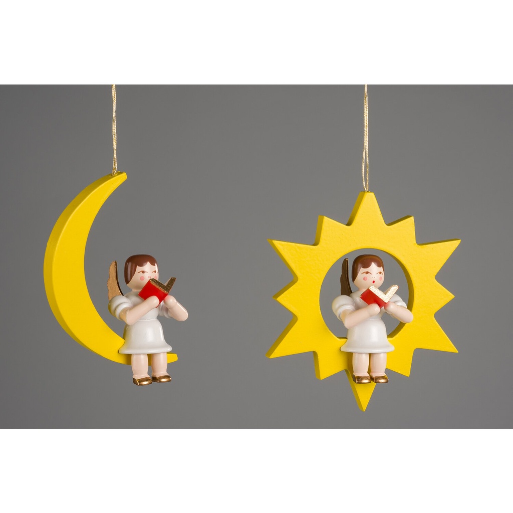 Christbaumschmuck - Engel im Stern und im Mond