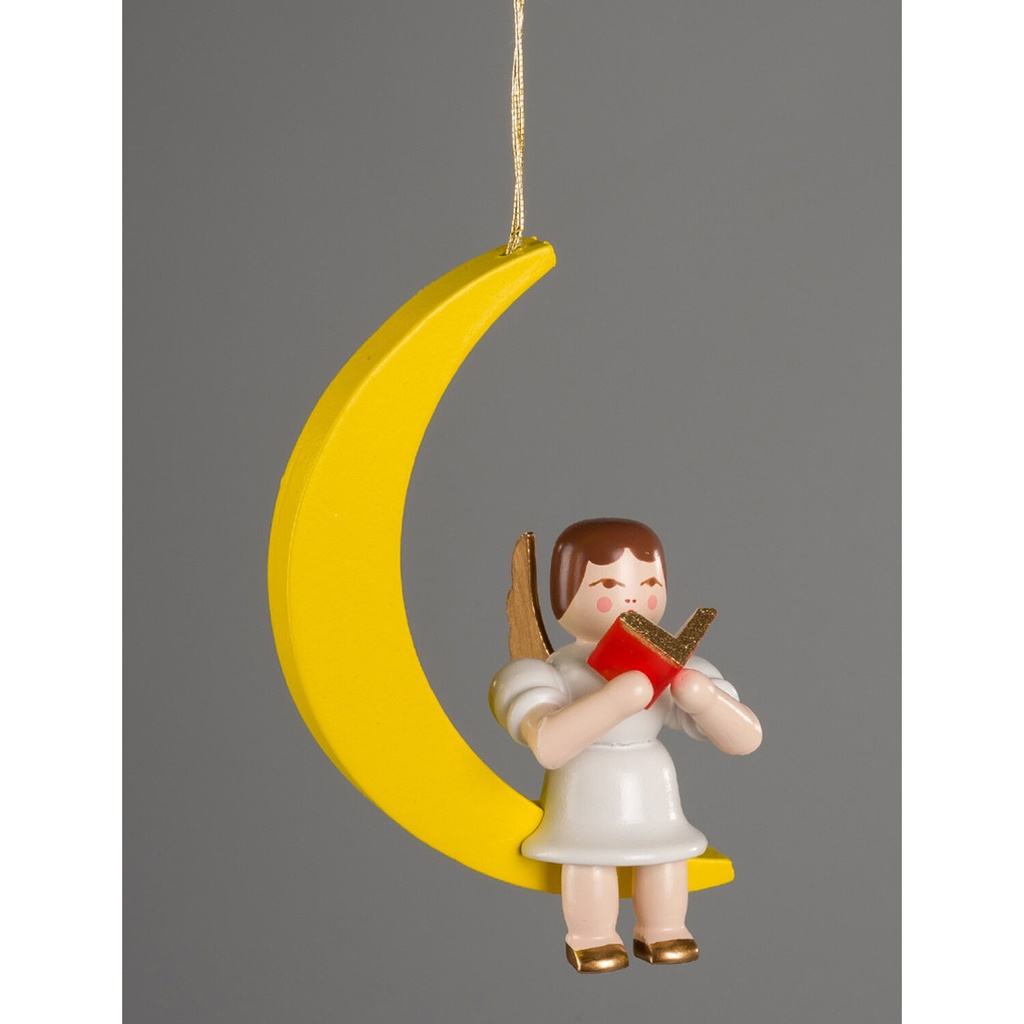 Christbaumschmuck - Engel mit Gesangbuch im Mond
