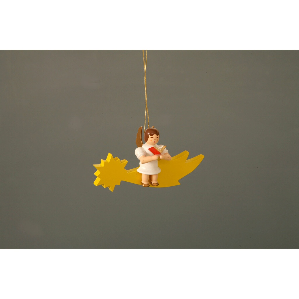 Christbaumschmuck – Engel mit Gesangbuch auf Komet