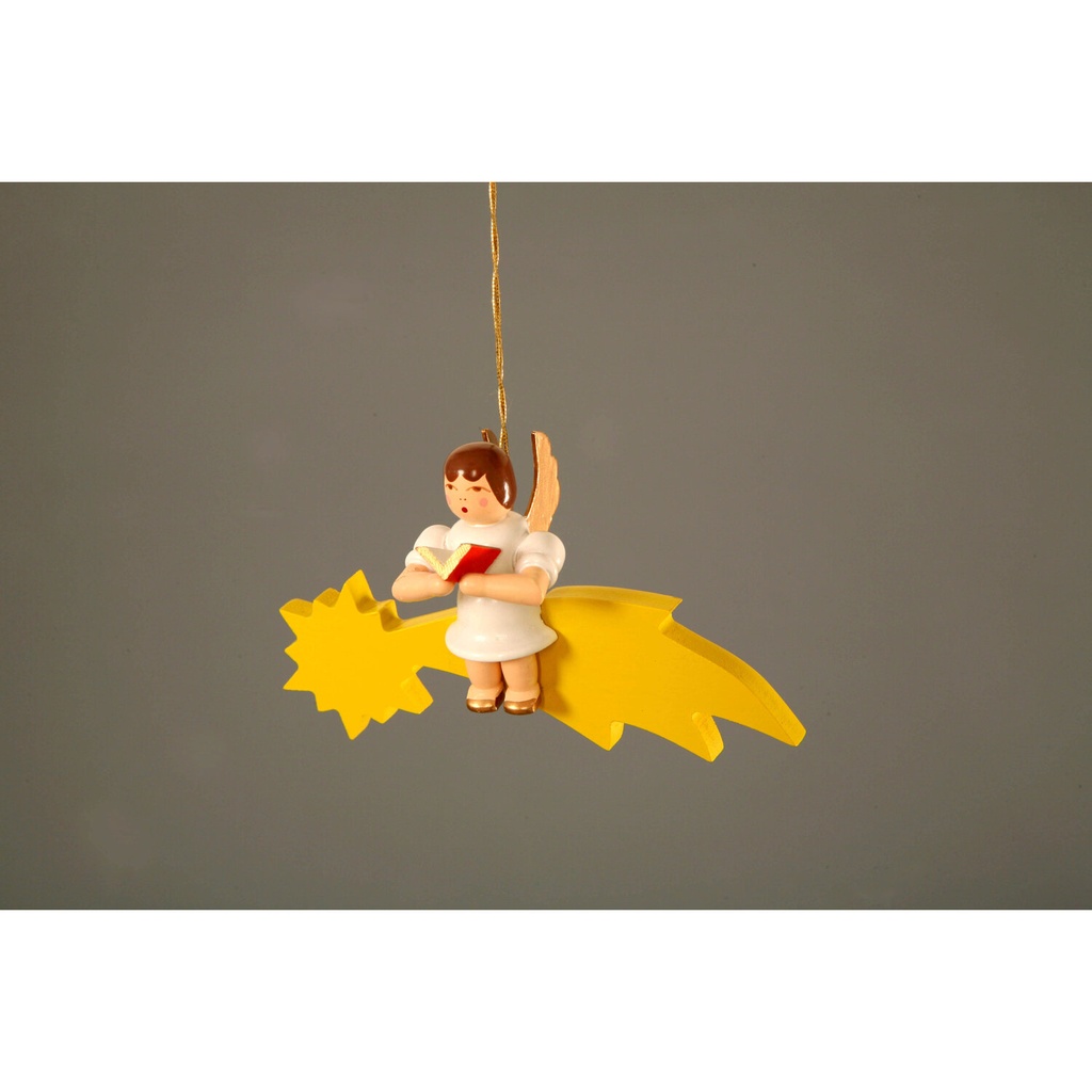 Christbaumschmuck - Engel mit Gesangbuch auf Schweif