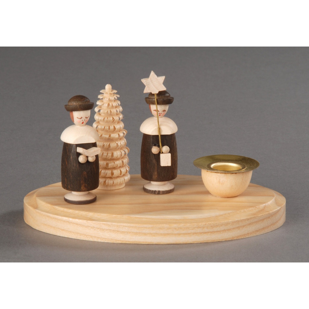 Kerzenhalter, natur - 2 Kurrendefiguren mit Hut