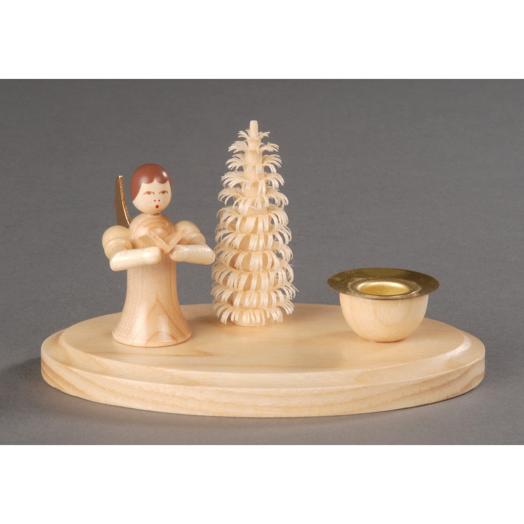 Kerzenhalter, natur - stehender Engel mit Gesangbuch