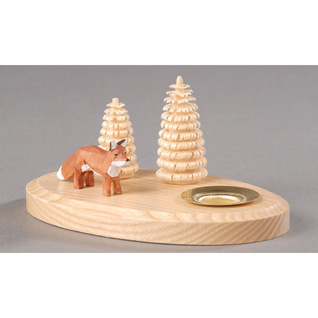 Kerzenhalter, natur - Fuchs mit 2 Bäumen