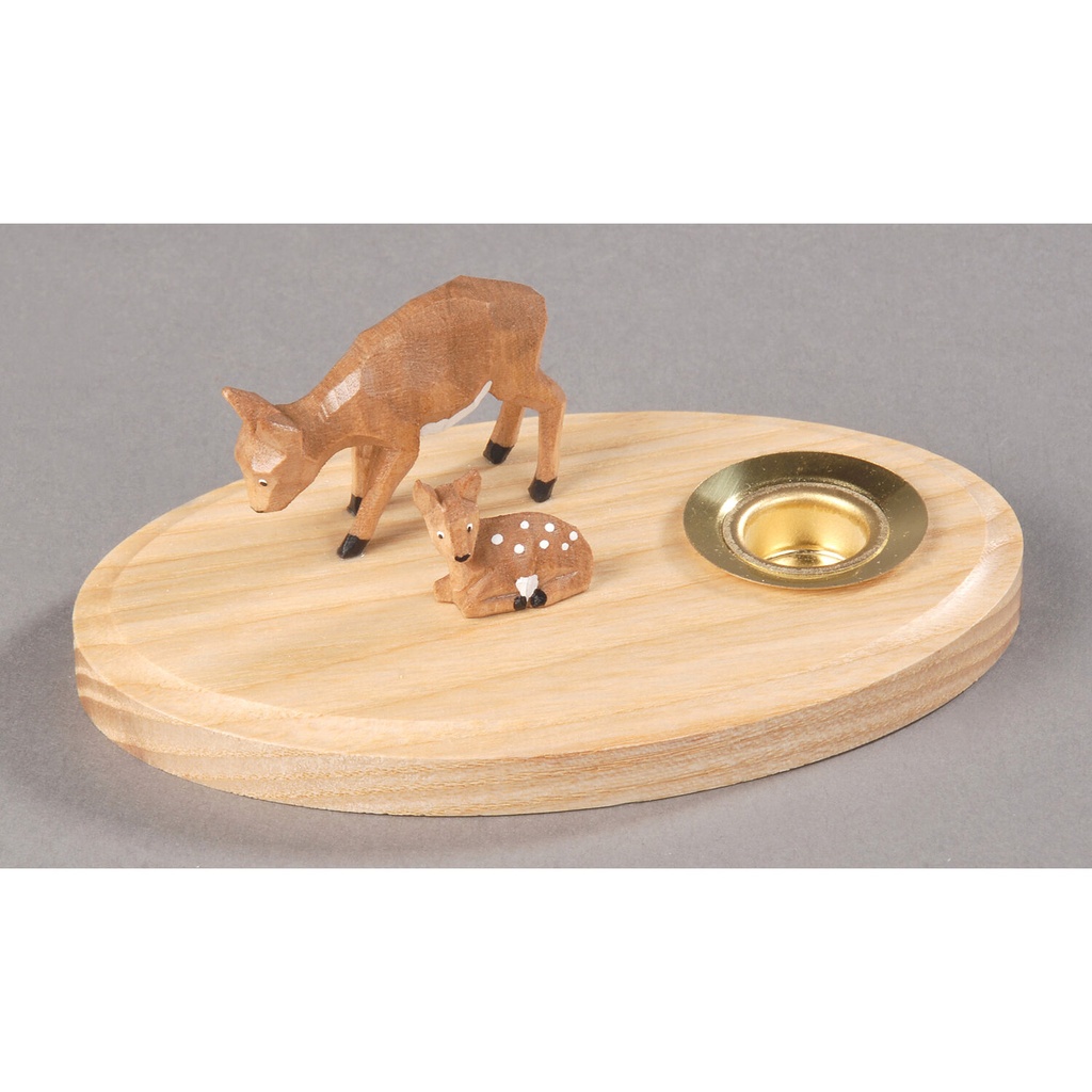 Kerzenhalter, natur - Reh mit Kitz