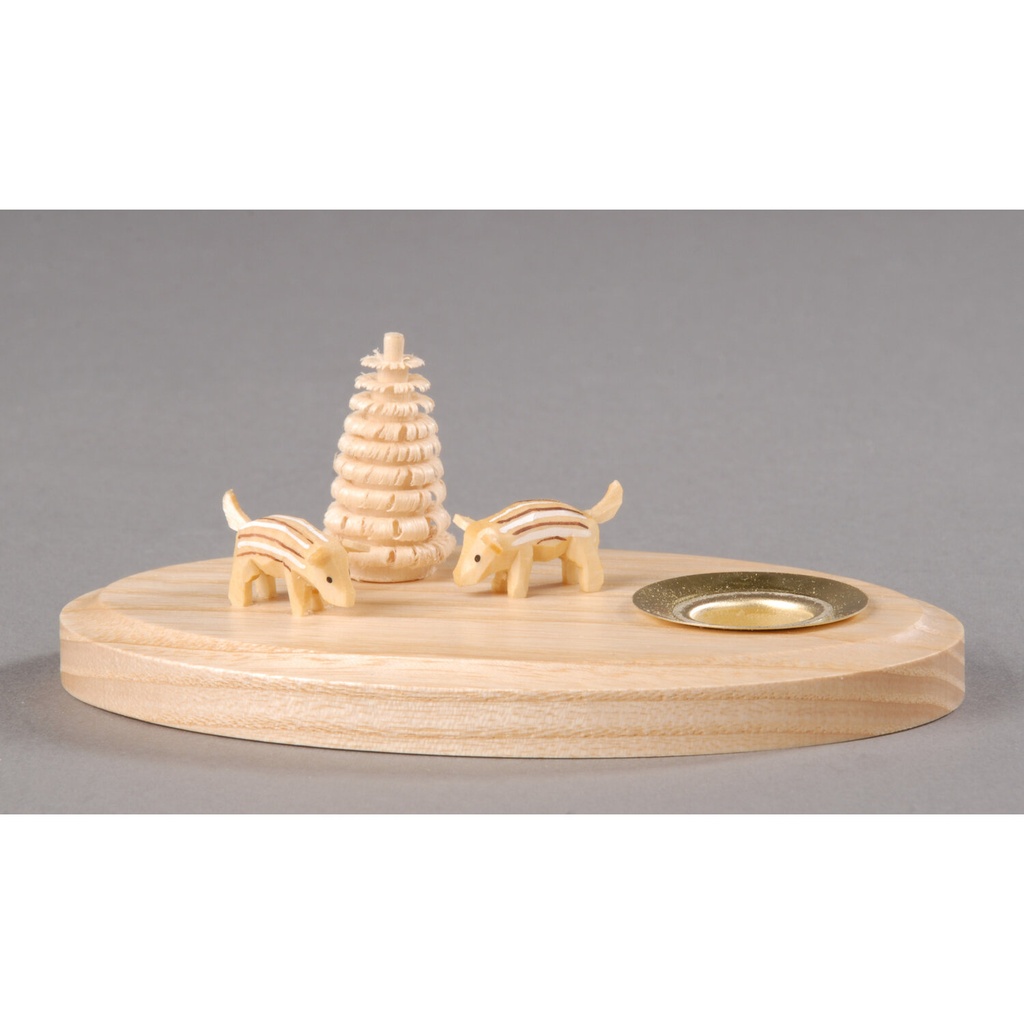 Kerzenhalter, natur - 2 Frischlinge mit Baum