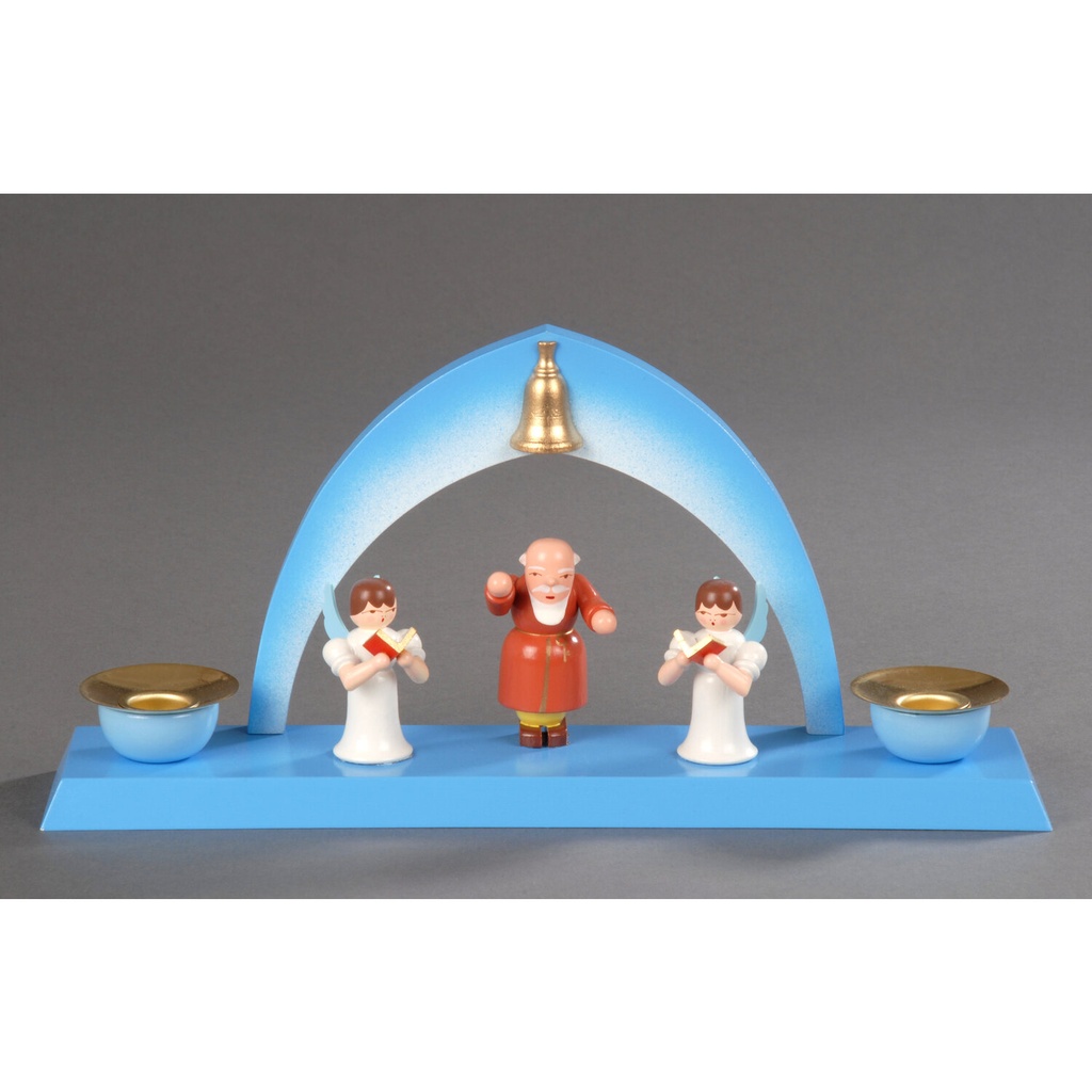 Kerzenhalter, blau - Petrus, Engel mit Gesangbuch