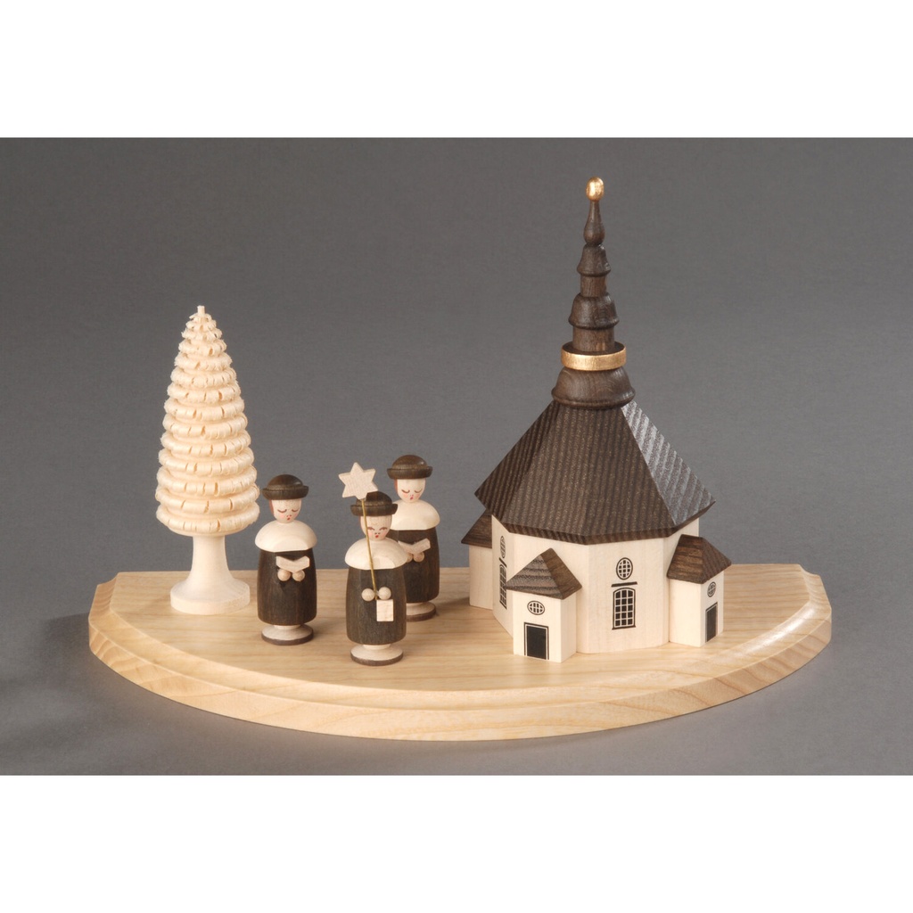 [AP 204/150] Seiffener Kirche mit Kurrende - kleiner Sockel