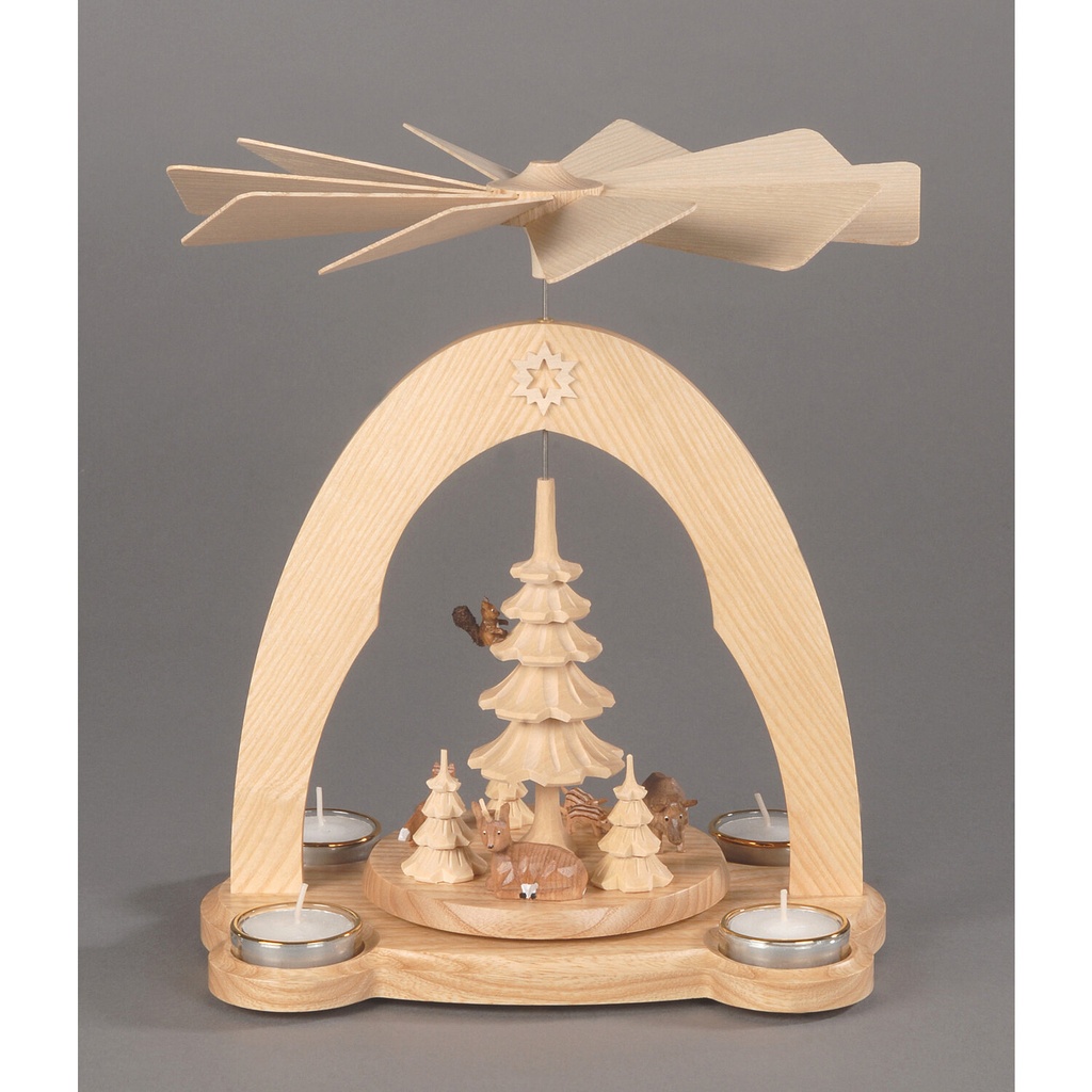 Pyramide, natur - Reifentiere mit geschnitzten Bäumen