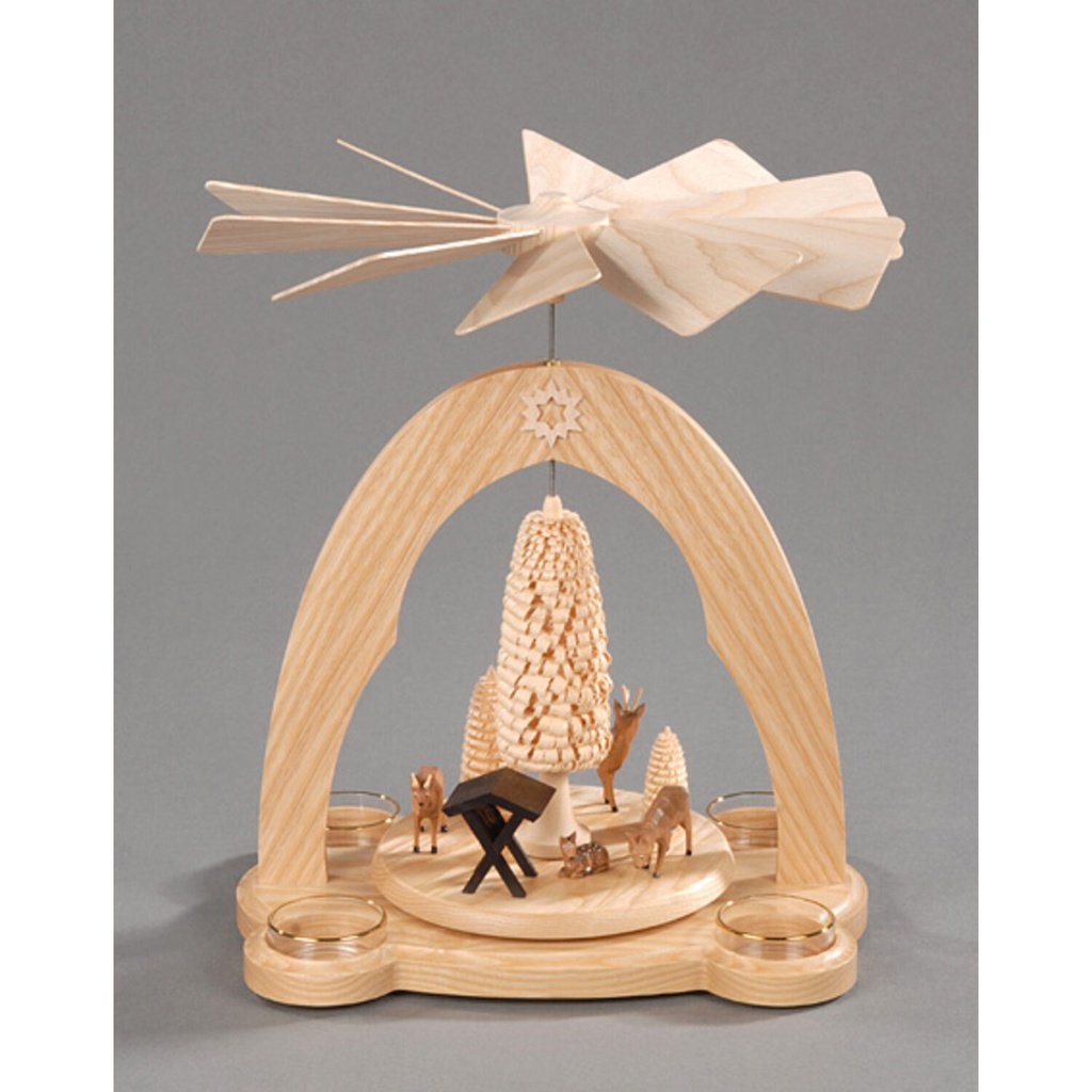 Pyramide, natur - Futterkrippe mit Reifentieren