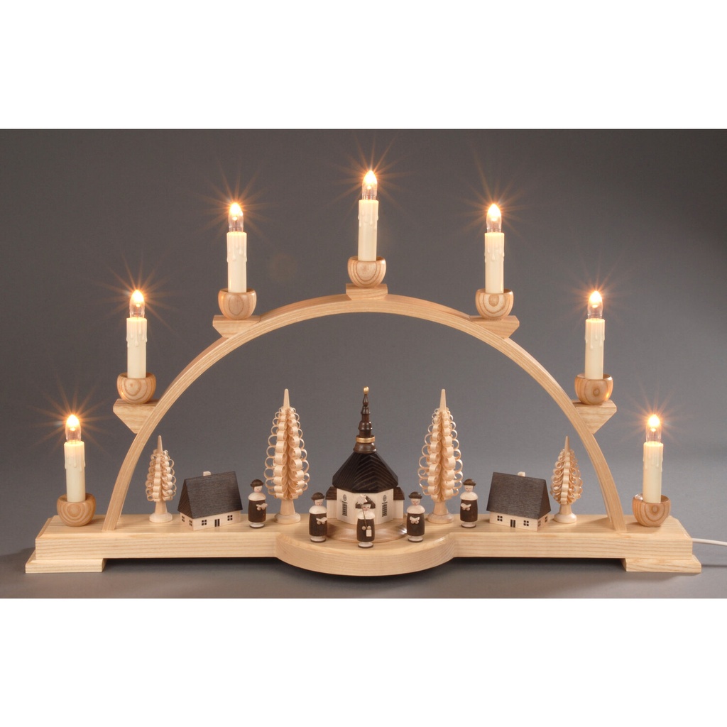 Schwibbogen, natur - Seiffener Dorf mit Kurrende