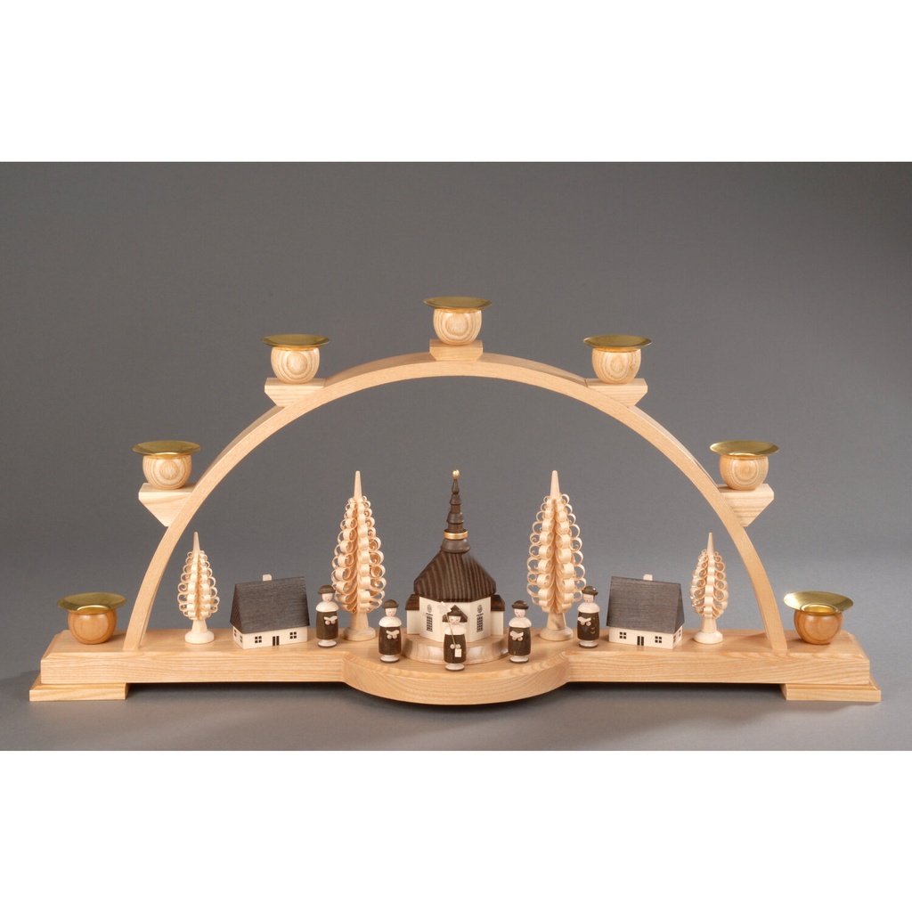 Schwibbogen, natur - Seiffener Dorf mit Kurrende