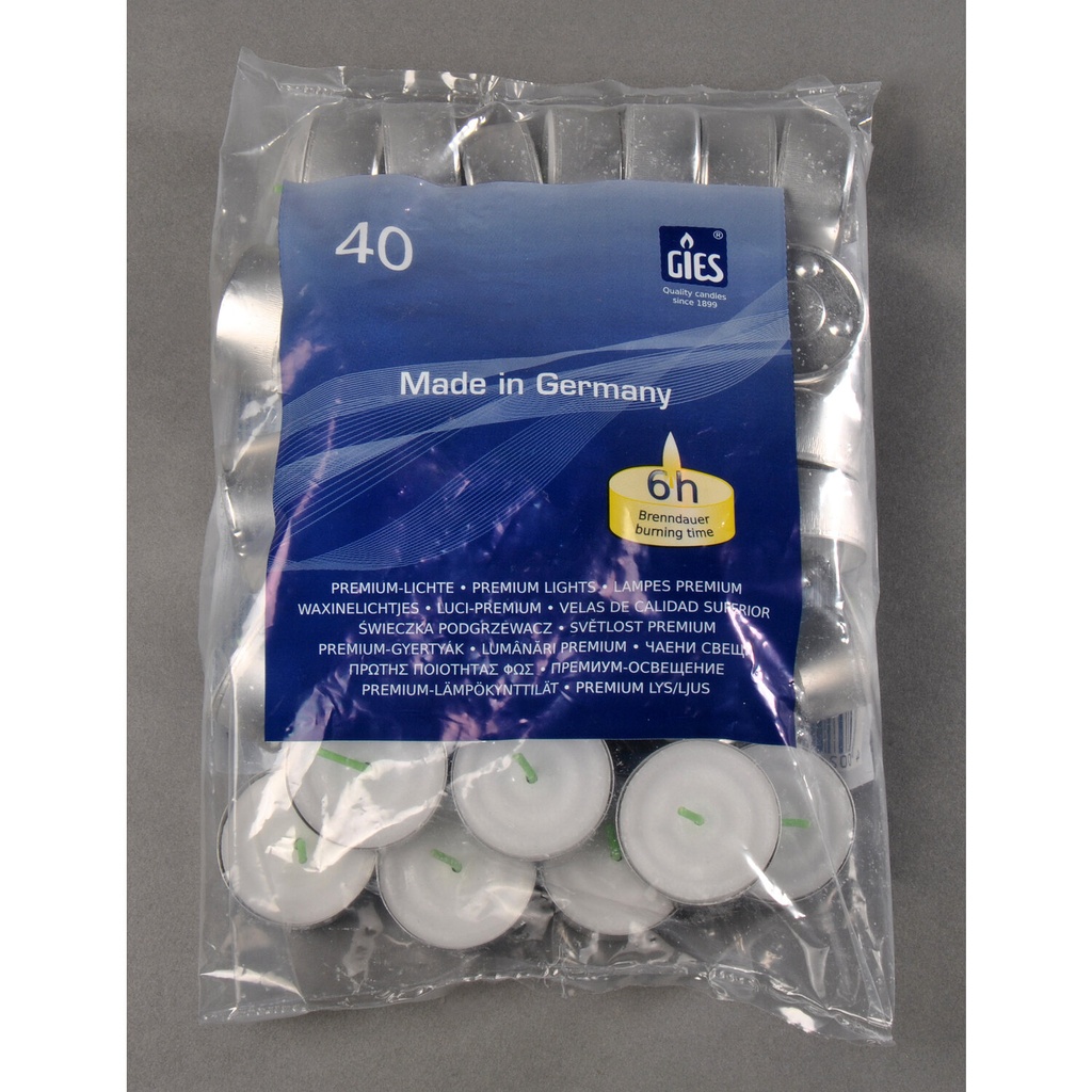 Teelichte in Aluhülle, 40mm 6h