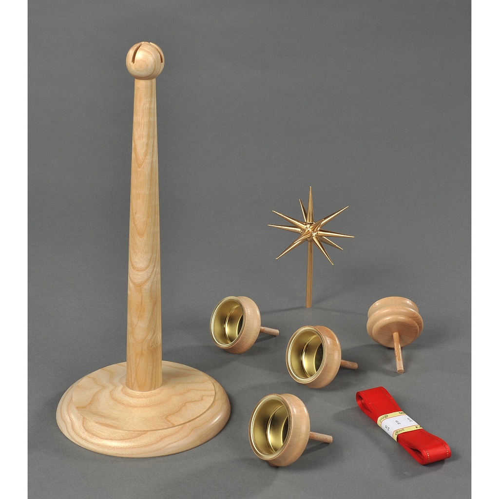 [201/038/1 NTL] Adventsständer (natur hell, für Teelichter/ Stumpen, Komplettsatz, rund)