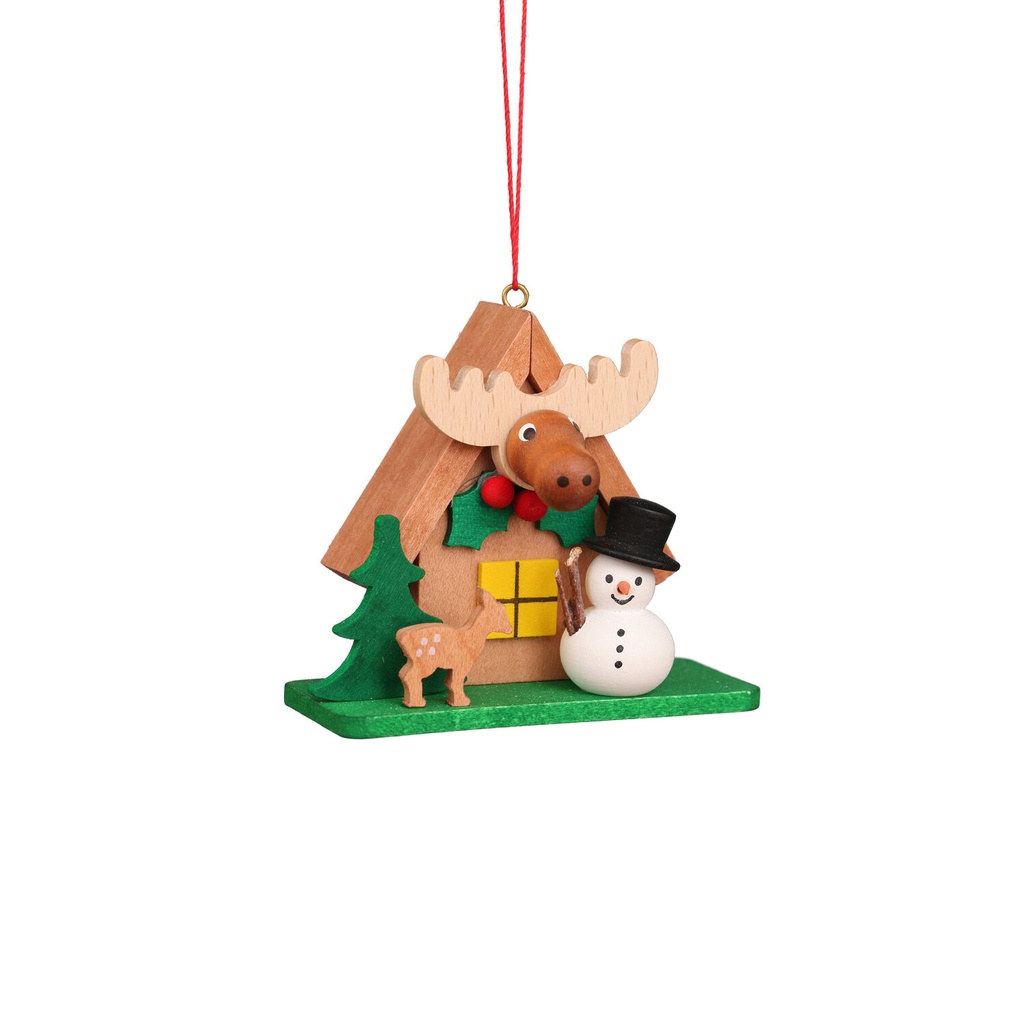 [CU 10 0413] Baumschmuck - Waldhaus mit Schneemann