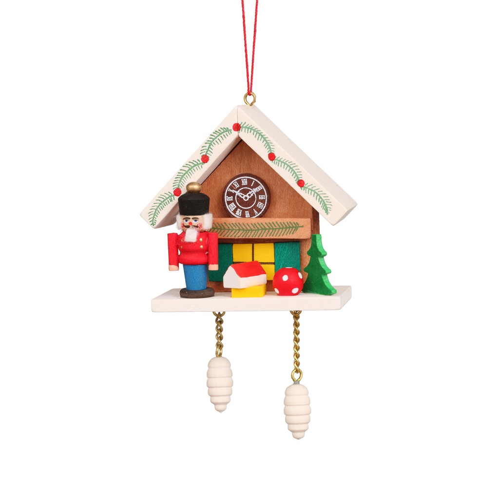 Baumschmuck - Kuckucksuhr braun mit Nussknacker