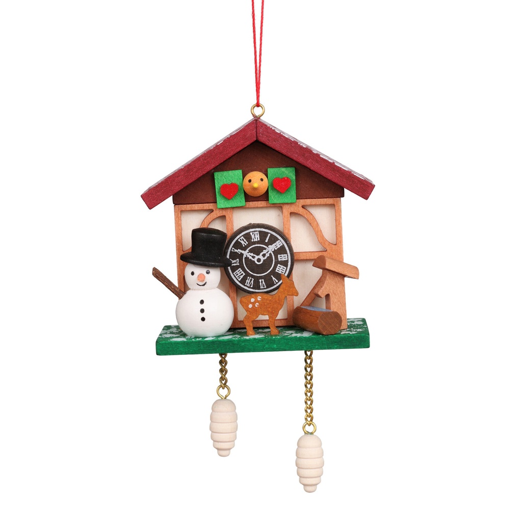 [CU 10 0565] Baumschmuck - Kuckucksuhr Schneemann mit Brunnen