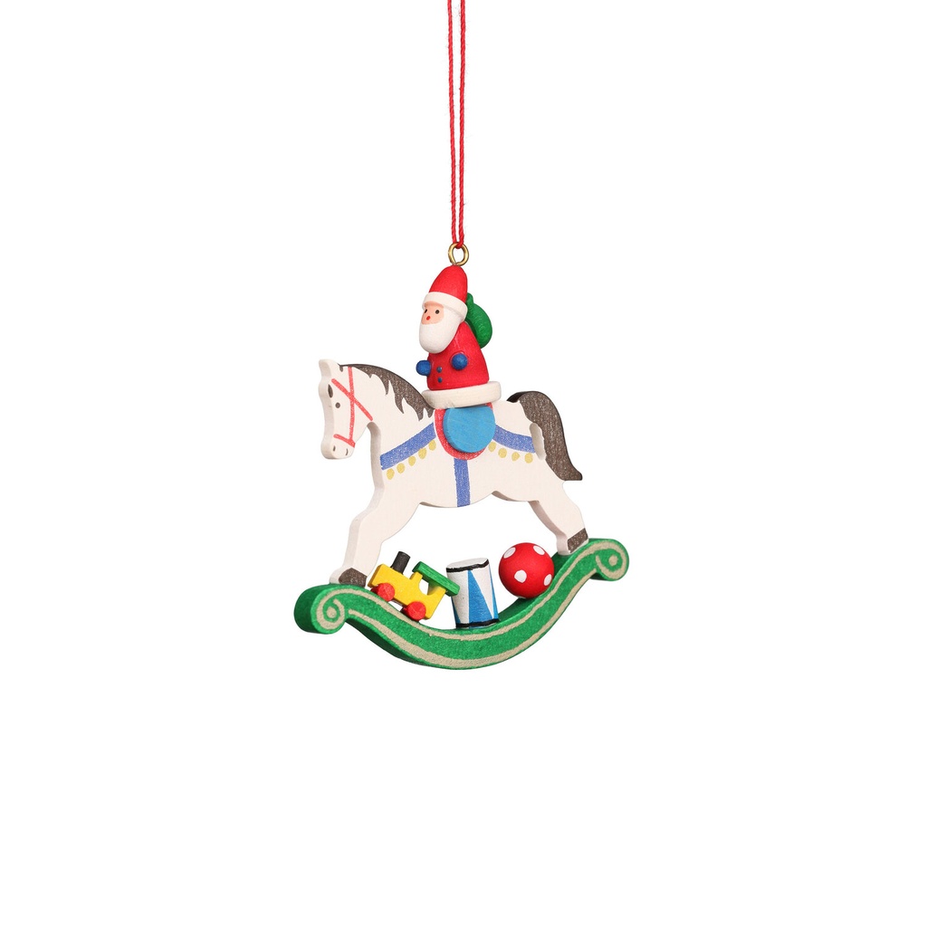 [CU 10 0603] Baumschmuck - Weihnachtsmann auf Schaukelpferd