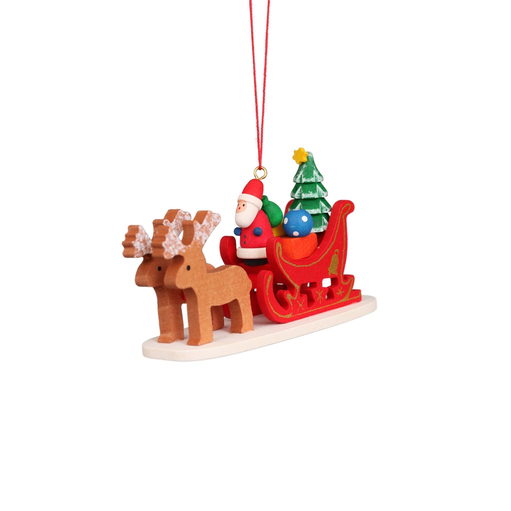 Baumschmuck - Weihnachtsmann im Rentierschlitten