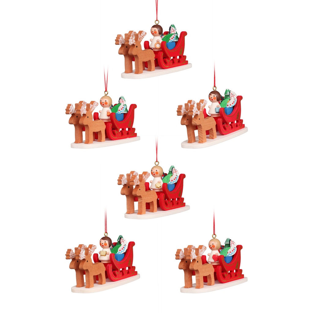 Baumschmuck - Engel im Rentierschlitten