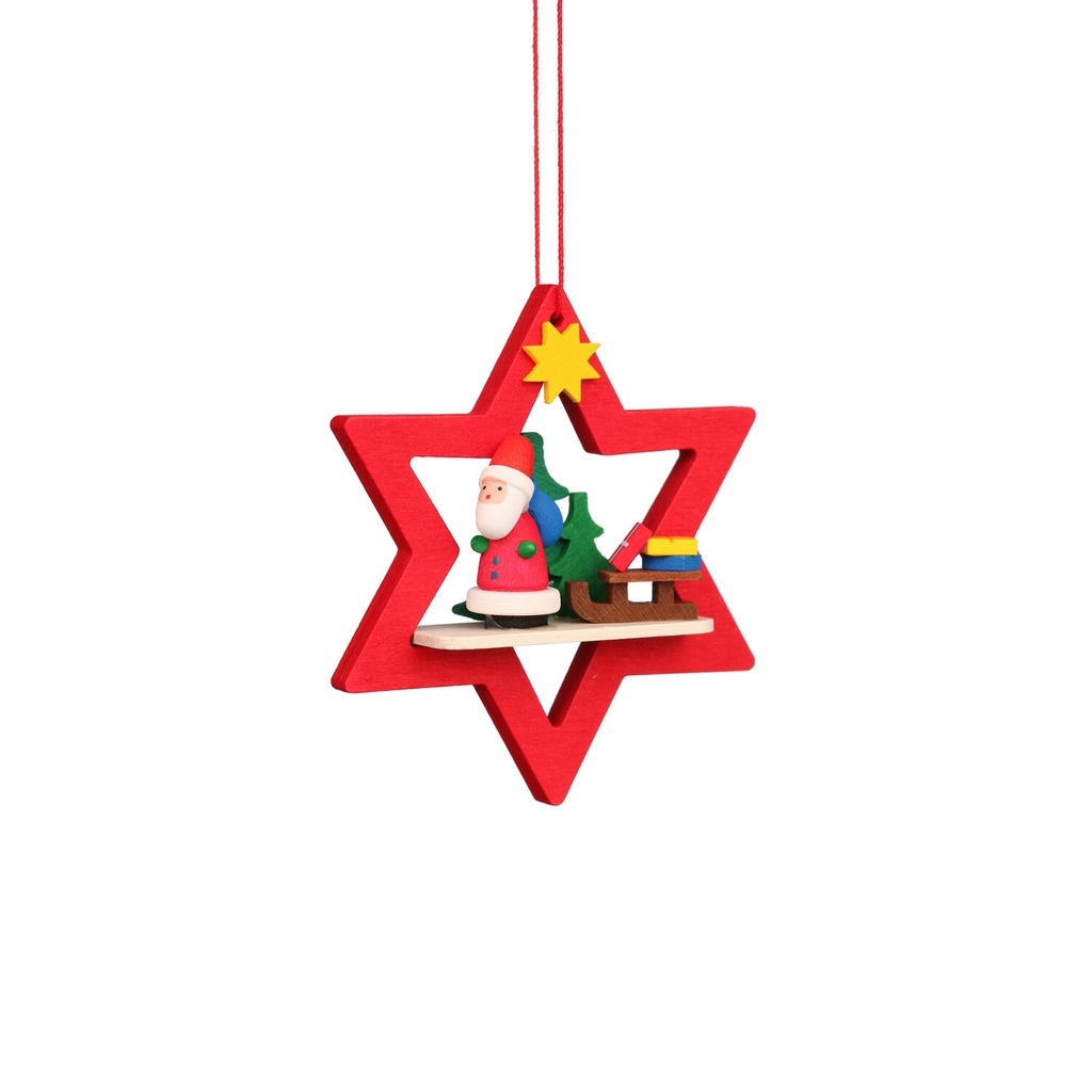 Baumschmuck - Weihnachtsmann im roten Stern