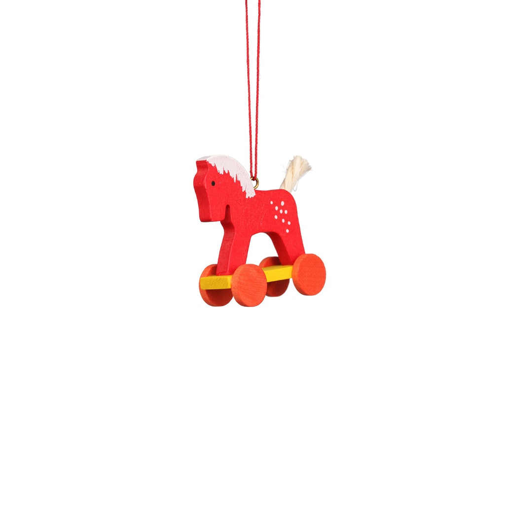 Baumschmuck - Fahrpferdchen rot