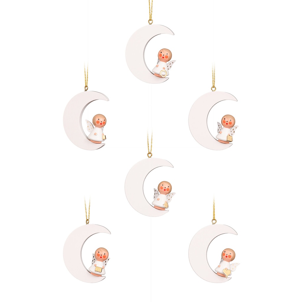 [CU 10 1361] Baumschmuck - Miniengel im weißen Mond