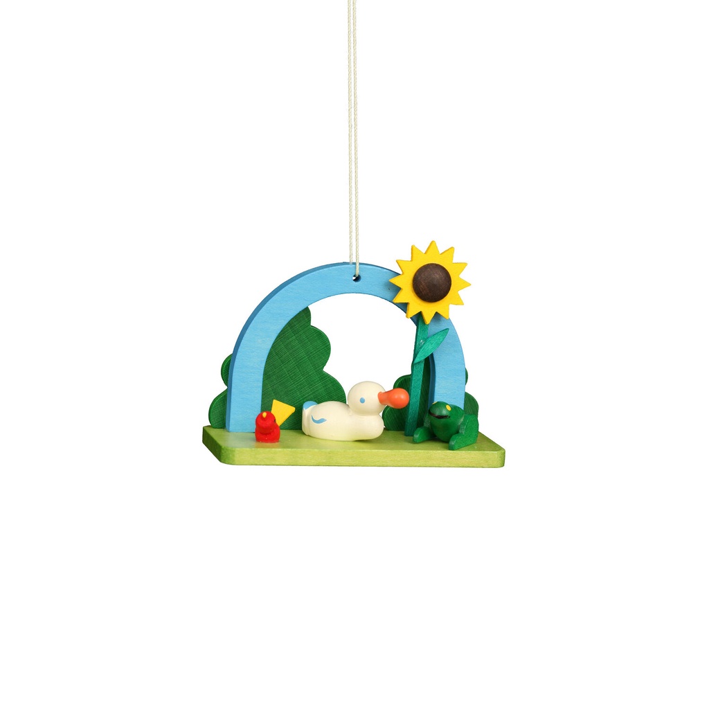 Baumschmuck - Entlein und Frosch am Bogen