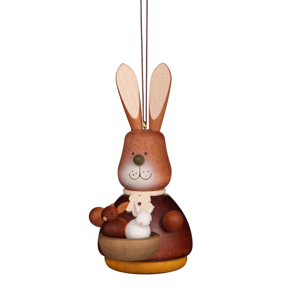 [CU 15 0210] Baumschmuck - Wackelhase mit Babys natur