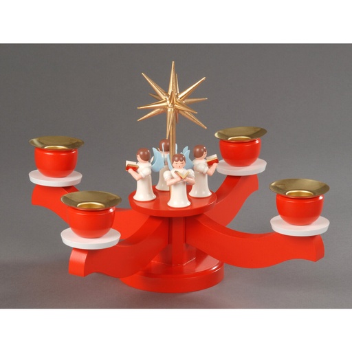 [AP 201/040] Adventsleuchter, rot - 4 stehende Engel 