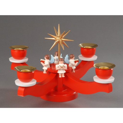 [AP 201/040 S] Adventsleuchter, rot - 4 sitzende Engel