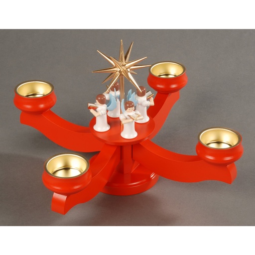 [AP 201/040/1] Adventsleuchter, rot - 4 stehende Engel